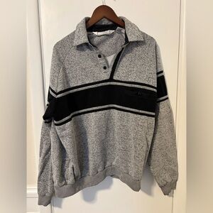 Vintage 90s Classics by Palmland Striped Banded Bottom Collared Sweatshirt